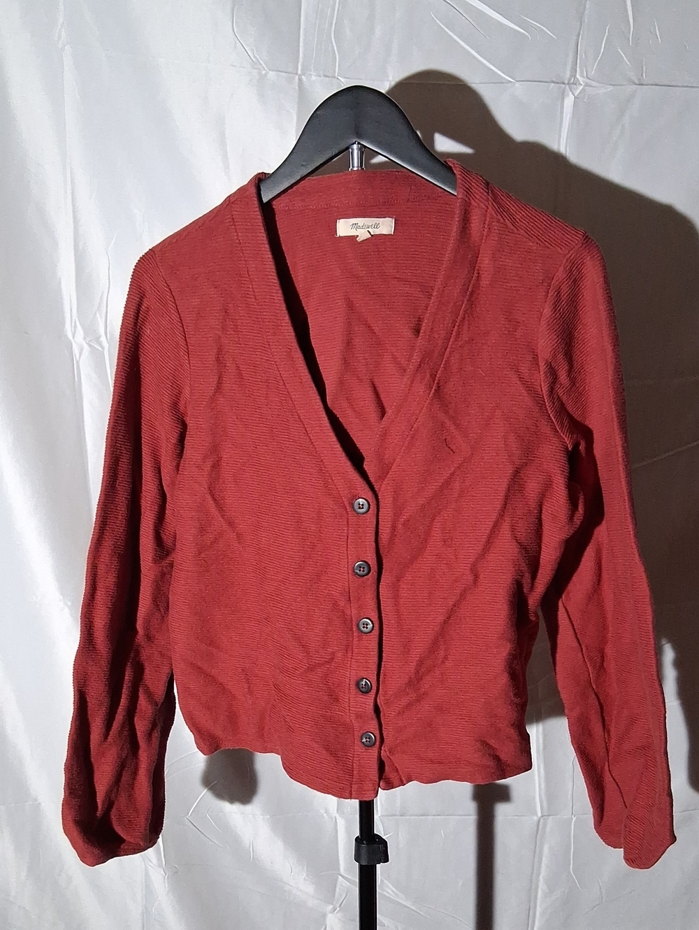 Madewell Women's Rust Red Button-Front V-Neck Cardigan